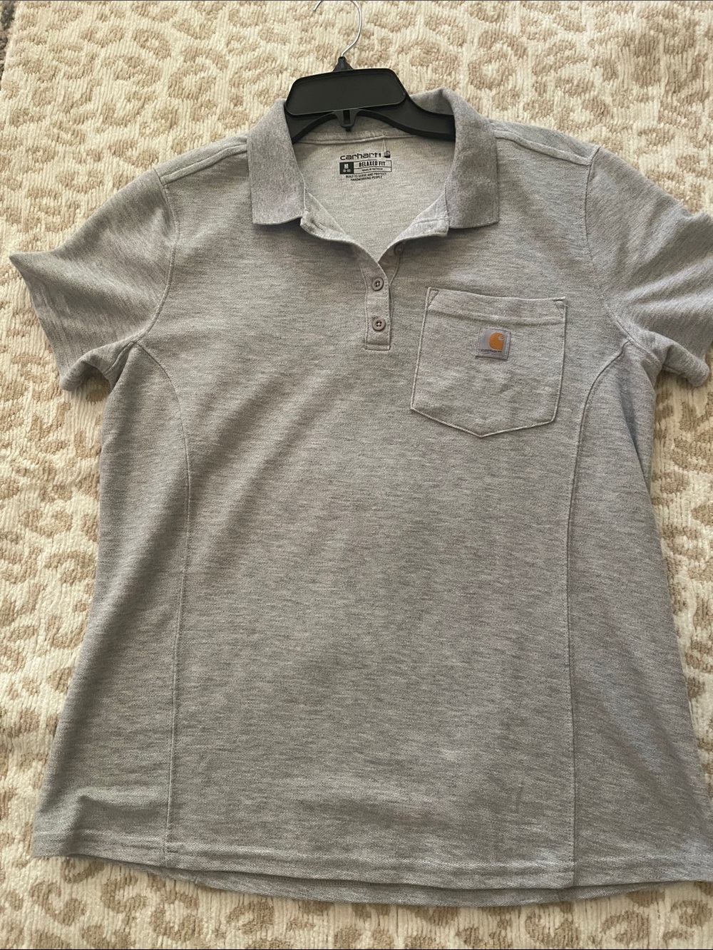 Carhartt Women's Light Gray Short-Sleeve Polo with Chest Pocket